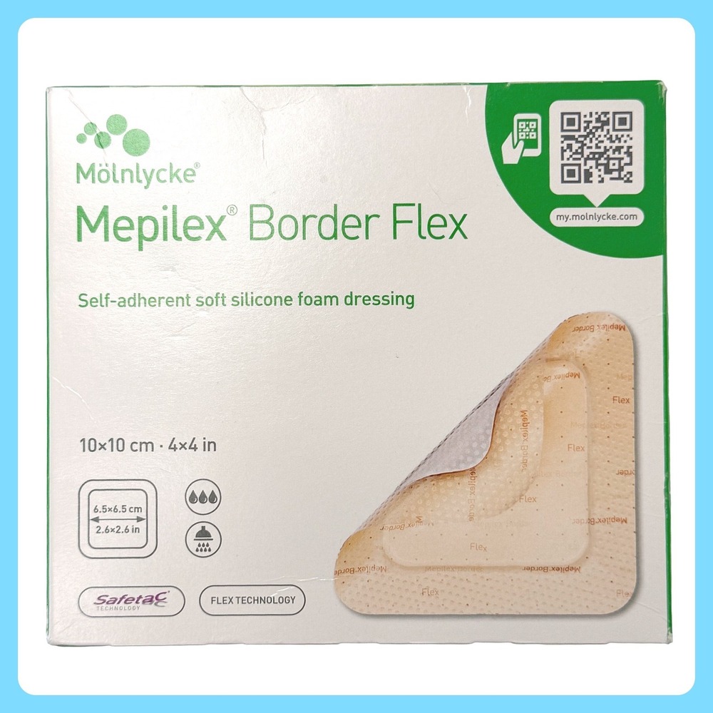 Molnlycke Mepilex Border Flex 4"x4" Tan 5 PACK Silicone Foam Dressing 595300